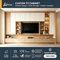 Meuble TV Modulaire Moderne Sur Mesure, Unité Murale LED en Bois Façonnée, Conforme CE TSCA CARB2, Solution pour Projet de Villa