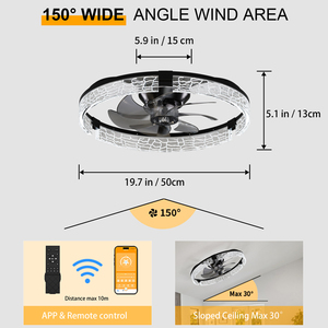 20-Inch Smart Ceiling <b>Fan</b> Light 7-Blade Plastic Electric DC Energy Saving Reversible Airflow APP <b>Remote</b> <b>Control</b> Household Quiet - Product Image 4