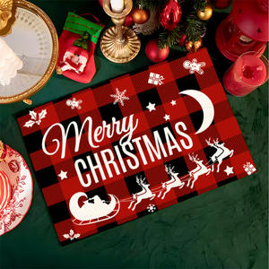 Christmas <b>Linen</b> Cartoon Santa Claus square <b>Placemat</b> Suitable for Christmas Table Setting - Product Image 5