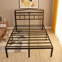 Lit double professionnel de qualité supérieure avec cadre en fer forgé pour la maison, 1,8 mètre, boîte vide moyenne