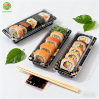 Boîte à sushi en plastique gaufré, sans BPA, résistante à l'huile, de style japonais, jetable, pour emporter