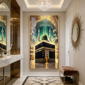 Decoración de Pared de Porcelana de Cristal con Impresión HD Personalizada con Diseño Arquitectónico Islámico de Lujo, con Luz LED para Sala de Estar - Product Image 3