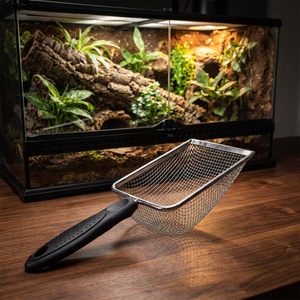 Sable pour reptiles en acier inoxydable à mailles fines, <span class=keywords><strong>pelle</strong></span> à sable métallique pour reptiles, nettoyeur de substrat de terrarium, <span class=keywords><strong>pelle</strong></span> d'angle - Product Image 3