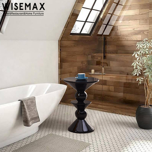 أثاث WISEMAX طاولة قهوة مدورة بتصميم فريد من الألياف الزجاجية طاولة جانبية للأريكة في غرفة المعيشة طاولة صغيرة - Product Image 6