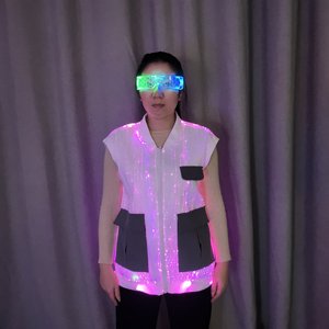 Chaleco de fibra óptica luminoso LED de alta calidad, <span class=keywords><strong>ropa</strong></span> de trabajo KTV, accesorios de Club nocturno, <span class=keywords><strong>ropa</strong></span> <span class=keywords><strong>para</strong></span> <span class=keywords><strong>hombres</strong></span> y mujeres - Product Image 3