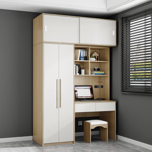 Armario de madera de una pieza con diseño personalizado, armario <span class=keywords><strong>plegable</strong></span> de tela multicapa, librería de escritorio para tocador de dormitorio - Product Image 4