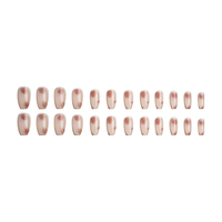 Faux ongles carrés à presser, couleur nude avec bord doré et motif écaille de tortue, réutilisables, en ABS, couvrance totale, pour usage quotidien féminin