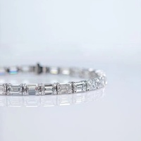 Huazhong Gem Bracelet vintage en diamant de laboratoire taillé émeraude pour femme, 3 mm-5 mm, certifié IGI, plaqué or, bracelet tendance