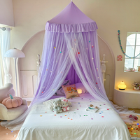 Moustiquaire de plafond ronde double couche en dentelle, style Princesse Royale, rose et bleue, romantique, élégante, pour vente en gros, avec rideau de bar et tente