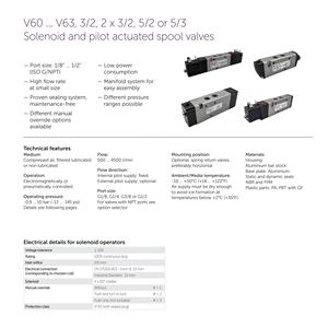 In Voorraad Norgren V60A517A-A2000 V60 Serie Inline Magneetventiel, G1/8, 5/2, Solenoïde Piloot/Veerterugkeer Met Goede Prijs - Product Image 2