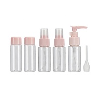 Nouveau design d'emballage cosmétique de voyage vide en plastique ensemble bouteille cosmétique bleu rose bouteille de lotion bouteilles de pulvérisation de brume fine