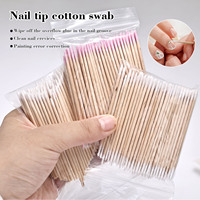 Coton-tiges à double/simple embout de 7/10 cm, 100 pièces/paquet, bâtonnets en bois pour le nail art, pour le retrait de la colle et le nettoyage