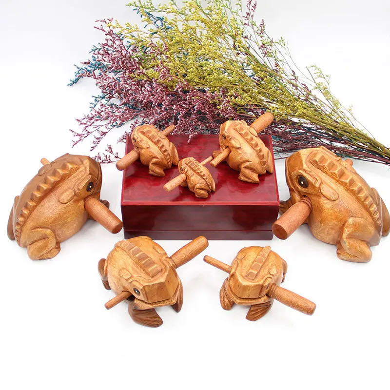 Percussion Instruments Guiro Rasp Wooden Frog with Scraper from Thailand Wooden Frog Musical Instrument