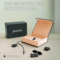 Boîte cadeau en papier magnétique avec logo personnalisé, boîte d'emballage en carton rigide, boîte de rangement recyclable pour bijoux, clé USB