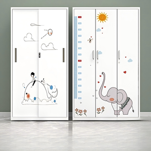 <span class=keywords><strong>Armadio</strong></span> in Acciaio con 2 Ante a Battente, Stampa Moderna, <span class=keywords><strong>Armadio</strong></span> Metallico Stampato per Camera da Letto Ragazza, Armadietto Contenitore per Vestiti, Locker in Metallo - Product Image 2