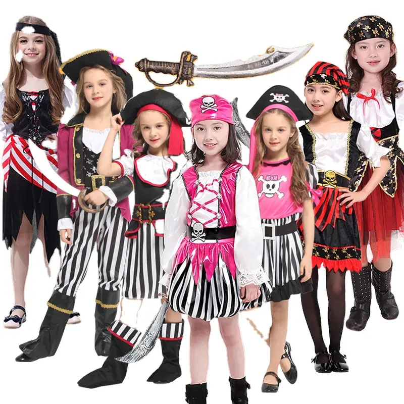 Sıcak satış çocuklar korsan kostüm performans giyen kızlar için karnaval parti hediye giyinmek