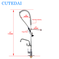 Robinet de cuisine monotrou à montage sur plan, installation facile, avec douchette extractible à ressort, pré-évier, noyau de valve en laiton, hauteur réglable