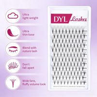 Extensions de cils individuels pré-éventailés faits à la main, base ultra-fine, naturels pour le volume, 12 rangées, sans chute