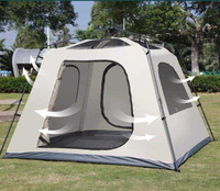 Tente familiale imperméable à double couche, portable, pour 3-4 personnes, résistante aux UV, coupe-vent, tente de camping en plein air