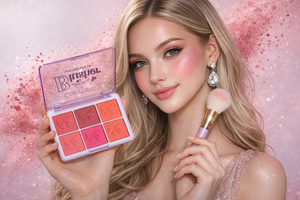 Paleta de Rubor de 6 Colores con Relieve de Lazo, Rubor Facial Mate y Brillante de Larga Duración, Kit de Maquillaje con <span class=keywords><strong>Brocha</strong></span>, Apto para Todo Tipo de Piel - Product Image 3