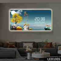 Peinture murale LED Art déco moderne, art mural lumineux en porcelaine de cristal, personnalisable, décoratif