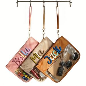 Embroidery Fashion Mixed Colors Beach <b>Bag</b> Organizer Custom Name Waterproof Wet Pouch Swim Clear <b>Sunscreen</b> Toiletry - Product Image 1