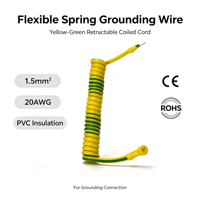 Câble d'alimentation souple isolé en PVC jaune-vert avec connecteur à anneau pour câble à ressort, fil de terre de sécurité industriel