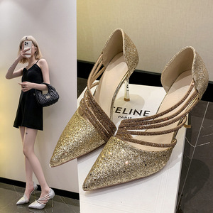 <span class=keywords><strong>Sandalias</strong></span> de tacón de aguja transpirables con punta, de lujo, sexy, de última moda para fiesta, con diamantes, tallas grandes para mujer - Product Image 2