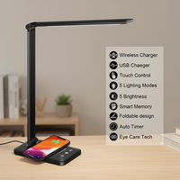 Lampe de bureau pliable moderne en aluminium avec commande tactile LED, chargement sans fil, flexible, simple, pour lecture, petite veilleuse électrique