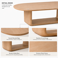 Table à manger elliptique moderne en bois sur mesure avec base sculpturale, fabricant de tables de luxe en bois de frêne pour projets commerciaux