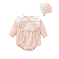 Combinaison bébé en tricot à boutons, motif ailes d'ange, prix de gros, en coton biologique, pour fille, automne, décontractée, 0-6 mois, barboteuse bouffante