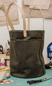 Nueva llegada de diseño de moda de alta calidad logotipo personalizado de color de algodón de lona Tote bolsos de hombro con asas de cuero marrón - Product Image 4