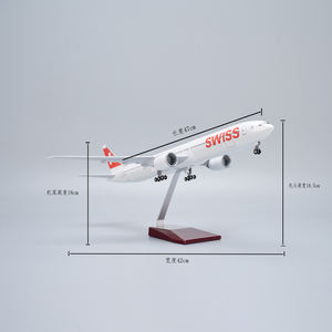 Modèle d'avion Boeing 777 <span class=keywords><strong>suisse</strong></span> en résine à l'échelle 1:160 avec train d'atterrissage et base en bois, avion de ligne simulé, décoration d'intérieur, cadeau d'entreprise - Product Image 4