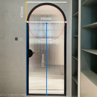 Puerta Abatible de Aluminio con Diseño Arqueado Francés, Interior Moderno, Impermeable, con Rotura de Puente Térmico y Doble Vidrio Templado