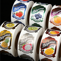 Autocollants adhésifs personnalisés en papier, imperméables, fabriqués en usine, 500 pièces, réutilisables et durables pour aliments, fruits et jus