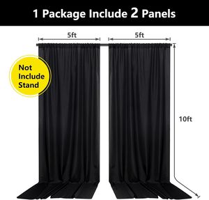 Rideau de fond blanc anti-plis 10x10 pieds pour fêtes, draperies en tissu doux, rideau de fond noir pour mariage 5x10 pieds, 2 panneaux - Product Image 2