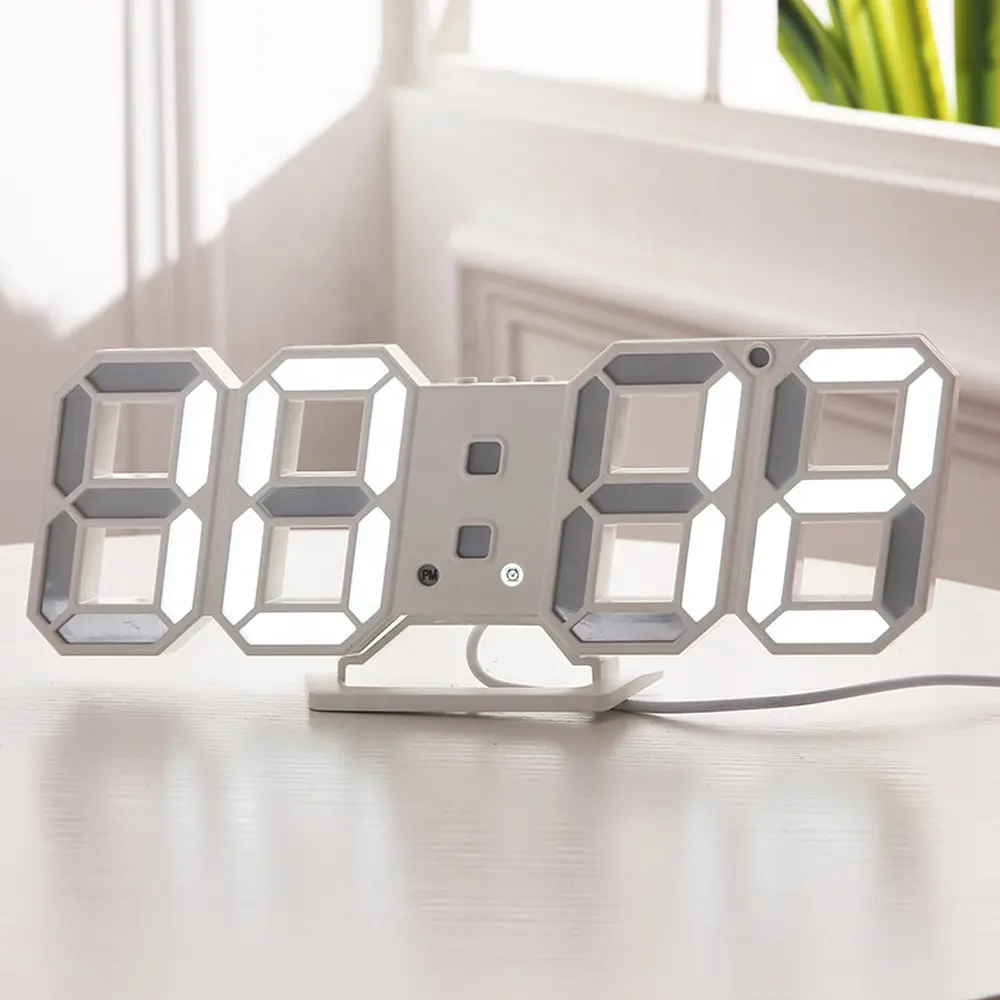 Eléctrico barato clásico de luz de la noche de 3d led número digital Reloj de pared