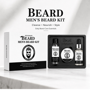 Kit de soin de la barbe STYLEJIANG pour hommes, baume à barbe, huile de lavage, ensemble biologique non parfumé, tenue moyenne, modelage et coiffage pour adultes - Product Image 3