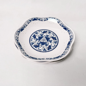 Platos de cena de melamina impresos con logotipo personalizado de fábrica, platos de melamina redondos irregulares para restaurante, juego de 10 pulgadas - Product Image 3