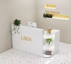 Petit comptoir de caisse pour magasin, comptoir d'accueil pour boutique de vêtements, bar d'angle, salon de beauté minimaliste moderne, réception de salon de coiffure - Product Image 2