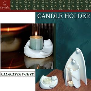 Candelabro <span class=keywords><strong>in</strong></span> Marmo Bianco Calacatta GOLDKING, Artigianato <span class=keywords><strong>con</strong></span> Dettagli Incisi a Mano, <span class=keywords><strong>Rivestimento</strong></span> Nano per Villa, Patio, Caminetto - Product Image 3