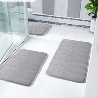 Ensemble de tapis de bain, 3 pièces, bleu, coquille d'œuf, ensembles de tapis de bain antidérapant, sol de toilette, pour hôtel et maison