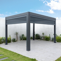 Gazebo de jardin extérieur à toit rigide avec structure en aluminium finition charbon et couverture à lames orientables imperméable pour la détente dans la cour
