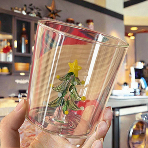 <span class=keywords><strong>Tasse</strong></span> en <span class=keywords><strong>verre</strong></span> borosilicate monocouche en forme d'arbre de Noël 3D créative, 301-400 ml, écologique, transparente, pour jus/thé au lait - Product Image 4