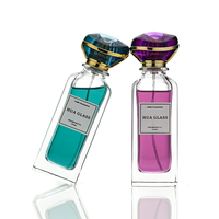 Flacon de parfum rectangulaire vide de 100 ml de luxe OEM, flacon de parfum avec autocollants personnalisés, flacon en verre avec boîte et couvercle