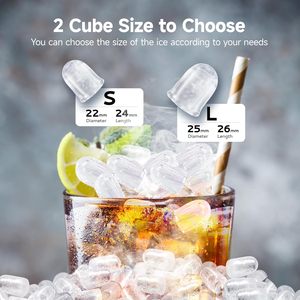 EUHOMY <b>Ice</b> <b>Maker</b> Countertop 9 Cubes In 6 Mins 26.5lbs 24H Stainless Steel Bullet <b>Ice</b> With Carry Handle - Product Image 3