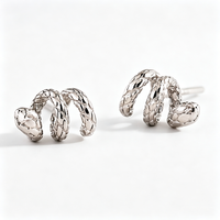 Boucles d'oreilles clous serpent torsadées en argent sterling 925 plaqué or 18 carats, délicates, vente en gros