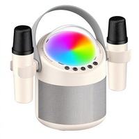 EVINYEP Portabel untuk Mesin Karaoke 15W Speaker Mini Bass Dalam 2 Mikrofon Nirkabel Lampu Pesta LED 5 Efek Suara