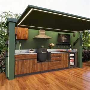Modular Outdoor Kitchen Cabinet Portable Factory Direct Sales Modular Kitchen for Guesthouse <strong>Bbq</strong> Island Outdoor Kitchen Grill - Product Image 3