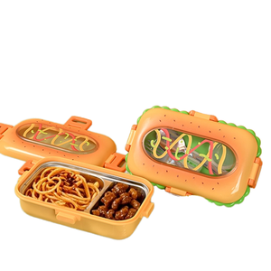 Fiambrera rectangular de acero inoxidable 304 de dibujos animados para niños, tapa de plástico, diseño sellado de grado alimenticio, 0-1L, multifunción ecológica - Product Image 1